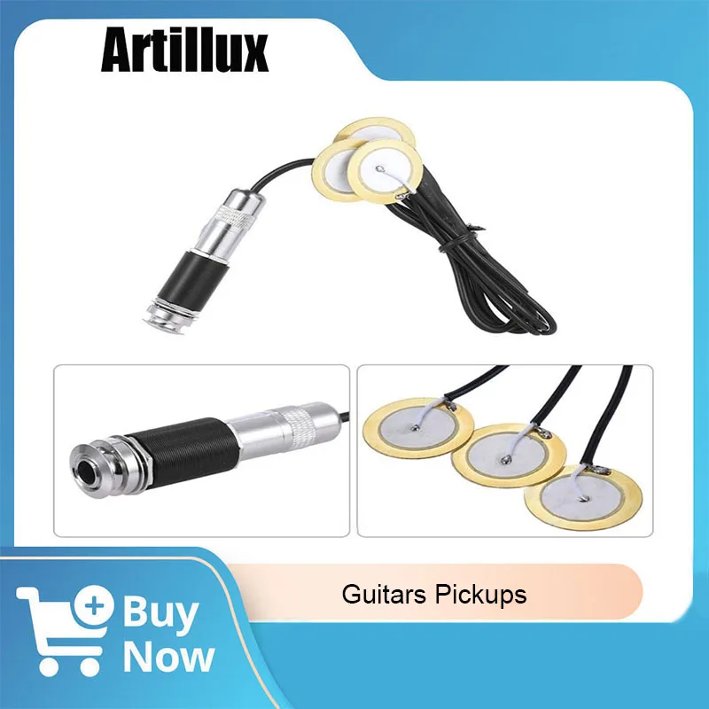 Artillux Acoustic Guitar Passive Pickup with 3 Transducers 6.35mm Jack  Stable Contact Microphone For Guitar Mandolin Ukulele