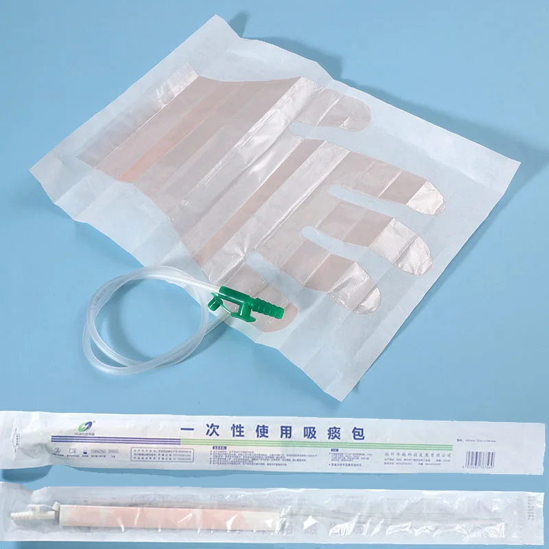 

F14--40cm disposable silicone suction tube with disposable gloves, suitable for the elderly and children, used to protect sputum
