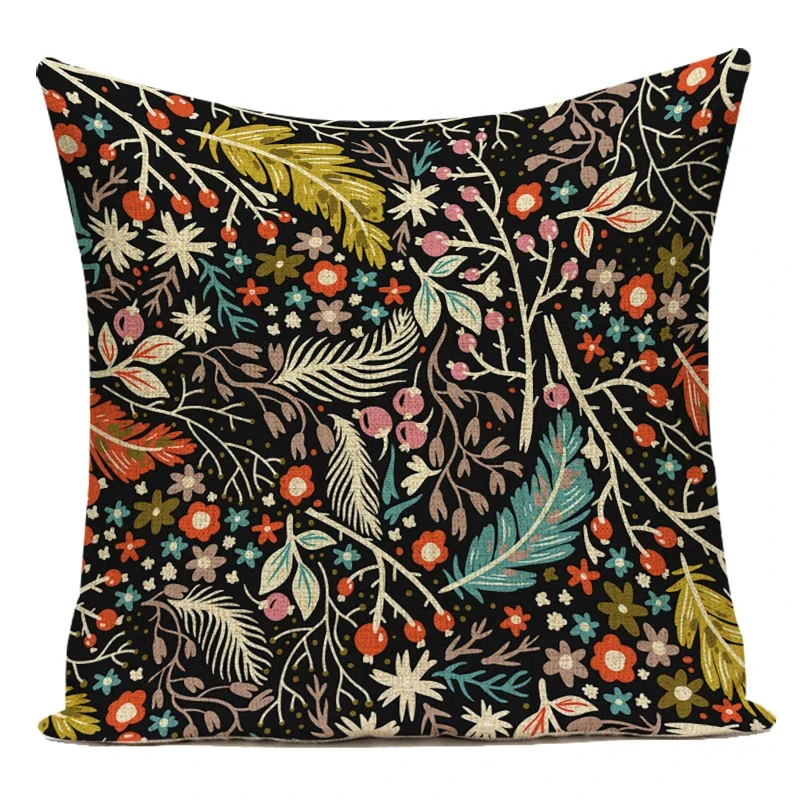 Cotton Linen Sofa Home Decorative Throw Pillows Case Flower Tulip Plant Pillow Cushion Cover Pillowcase for Living Room Decor