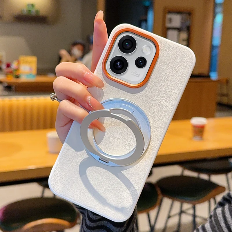 لهاتف OPPO Reno 15 Pro، حافظة Reno 15 ELVEV جلد PU فاخر مغناطيسي مضاد للسقوط مع حامل حلقي قابل للدوران غطاء هاتف