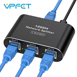 LAN Switch 1 to 3 1000 Mbps LAN Splitter Aluminium Network Switch LAN Splitter Gigabit Ethernet Switch with USB-C Power Cable
