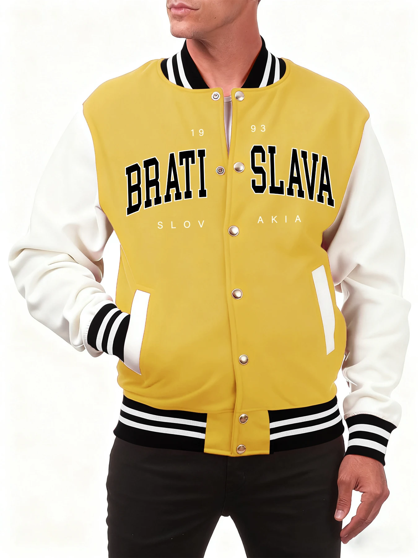 

Bratislava Slovakia Letter Printing Baseball Jackets Men Fleece Oversized Streetwear Fashion Y2K Jersey Soft Casual Clothing