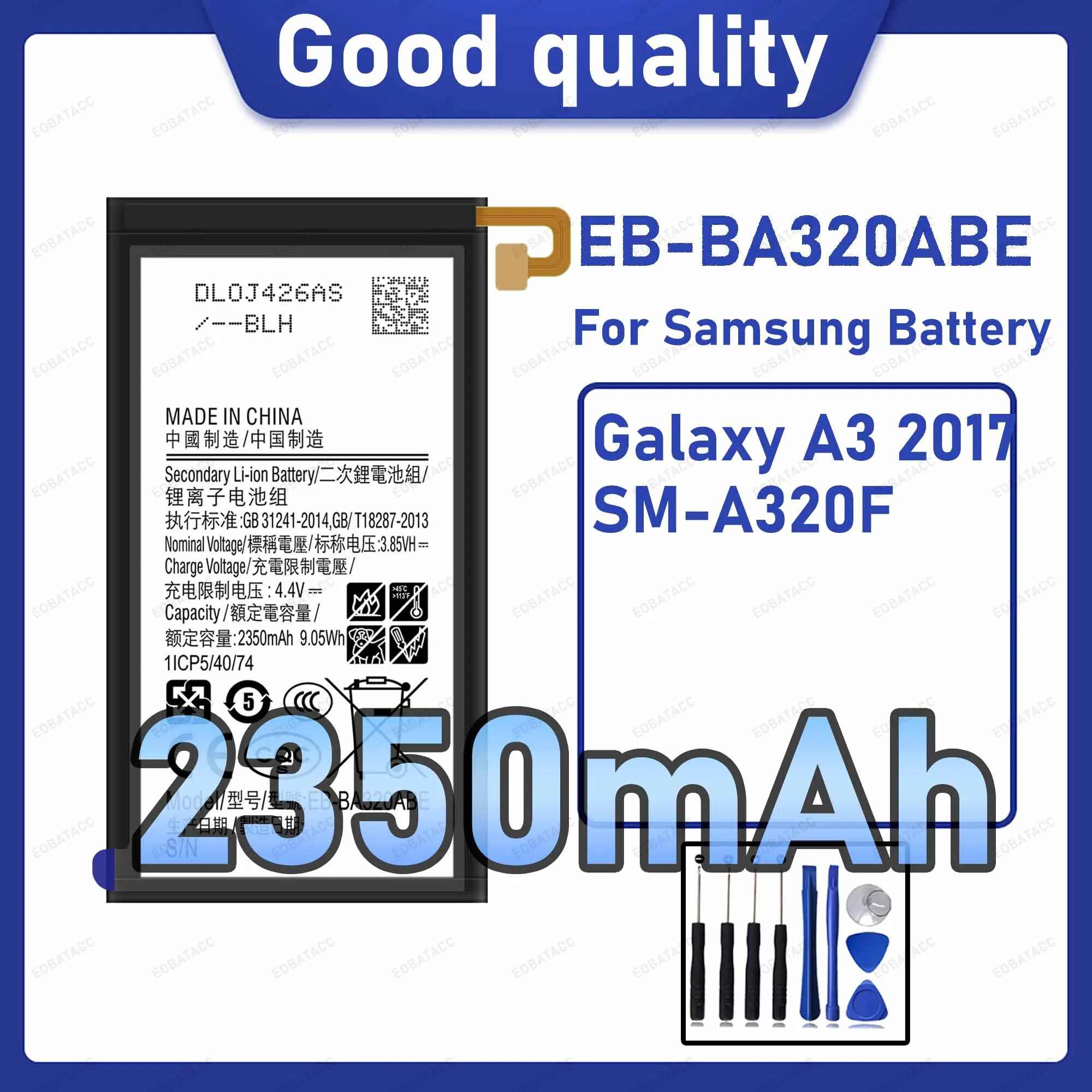 2350mAh EB-BA320ABE Replacement Battery for Samsung Galaxy A3 2017 with Repair Tools Kit