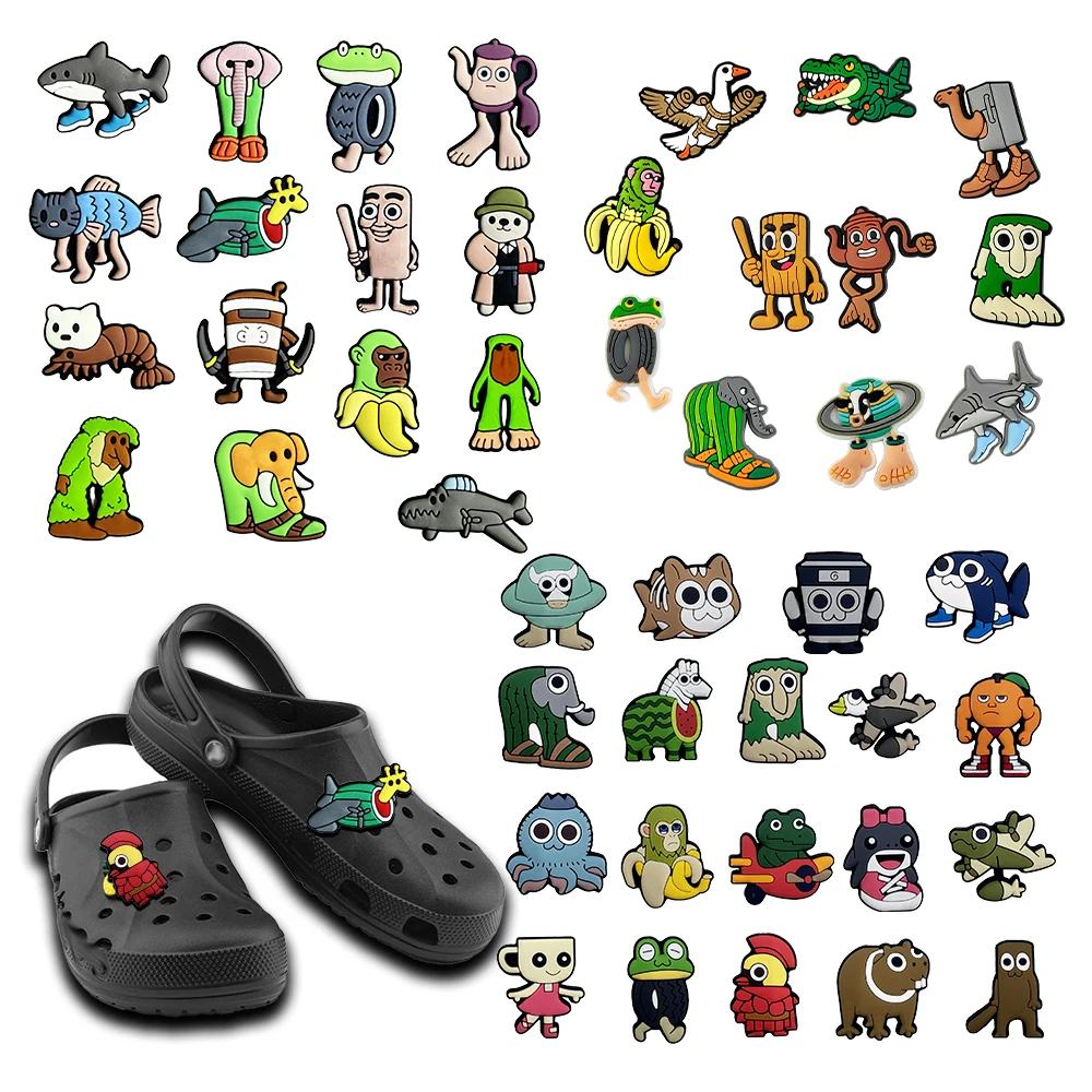 Shan Hai Jing Original funny Shoes Charms Mix PVC Shoe Accessories For humorous and witty Decoration Buckle Party Xmas Gifts