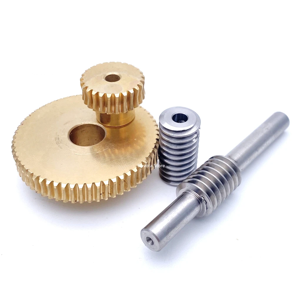 0.8M Stainless Steel Worm Shaft Copper Turbine Gear 20/25/30/35/40/50/60 Teeth