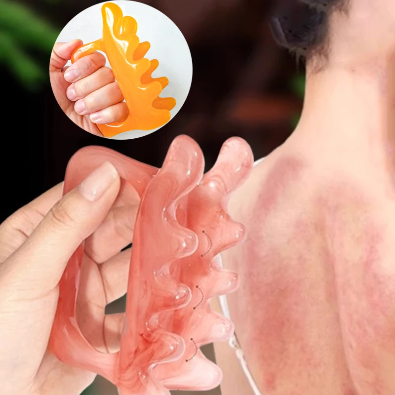 

Инструмент Guasha, массажеры для зубов Гуаша для тела, спины, шеи, двухрядный смола, пчелиный воск, янтарный скребок для массажа позвоночника, талии, плеч