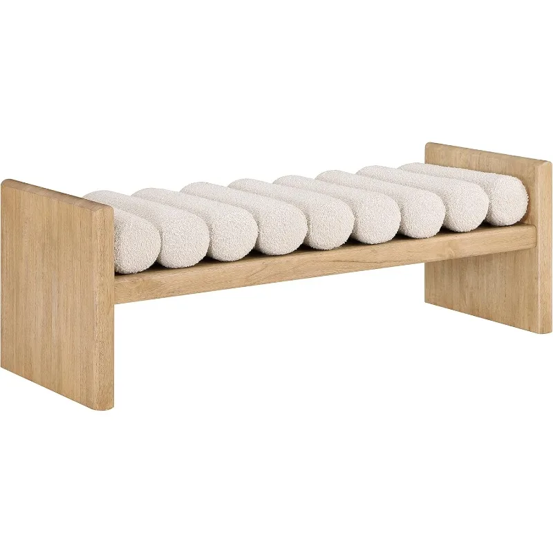 

Waverly Collection Modern | Contemporary Bench with Solid Wood Rich Finish, Luxurious Boucle Fabric, 52" W x 19" D x 18" H