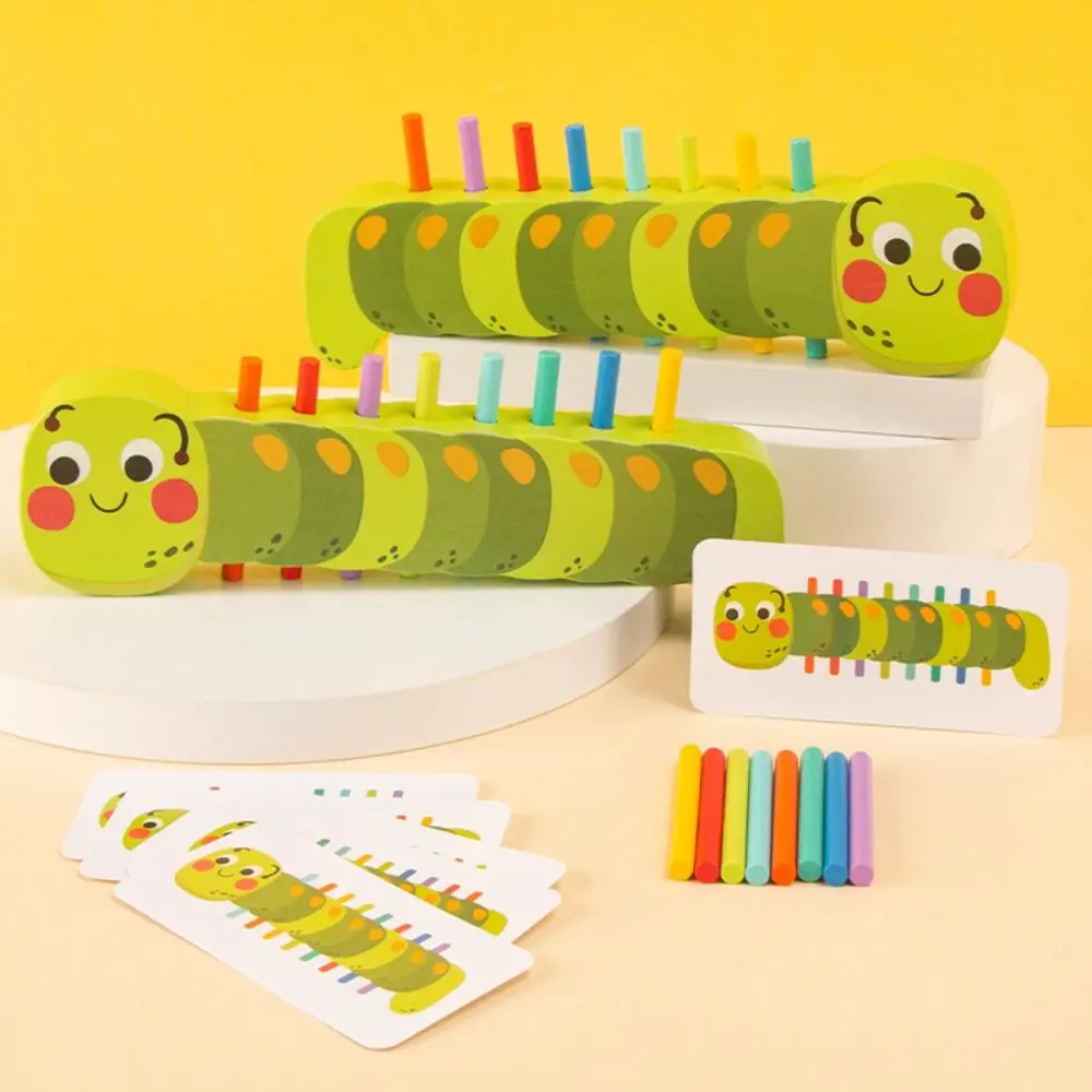 Gioco di abbinamento colori Caterpillar per l'educazione precoce Abilità motorie fini in legno Puzzle in legno Numero Gioco di smistamento di abbinamento colori 3D