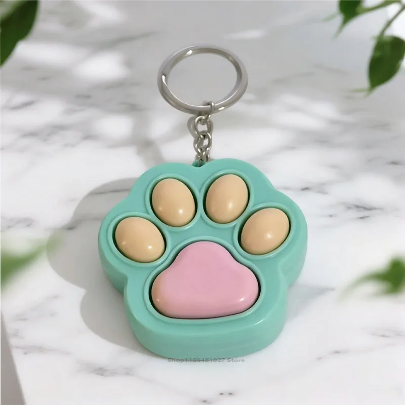 Kawaii Cat Claw Pop It Fidget Toy Keychain Color Matching Push Bubble Anti-anxiety Squeeze Pendant Portable Mini Sensory Toy