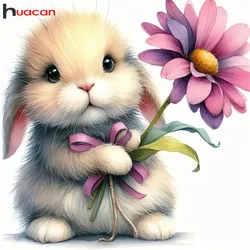 Huacan New Diamond Mosaic Animal Rabbit Picture Of Rhinestones Full 5d Diy Drill Painting Flower Home Decor Craft Kit