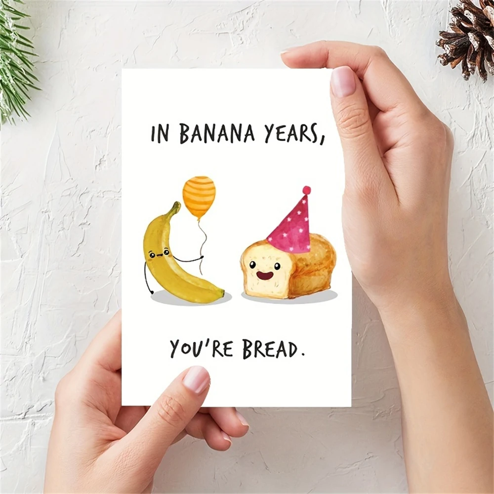 بطاقة عيد ميلاد مضحكة للرجل والمرأة ، 1 ، بطاقة عيد ميلاد مضحكة لصديق ، أخت ، أخت ، هدية للسنة الموز