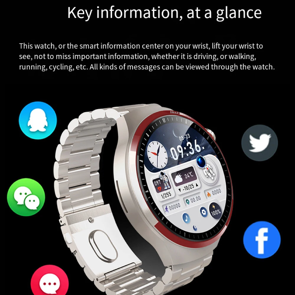 ساعات ذكية بتقنية البلوتوث مضادة للماء للرجال ، جهاز تعقب اللياقة البدنية ، معدل ضربات القلب ، سوار معصم رياضي ، موسيقى ، NFC ، قرص ساعة ثلاثي الأبعاد