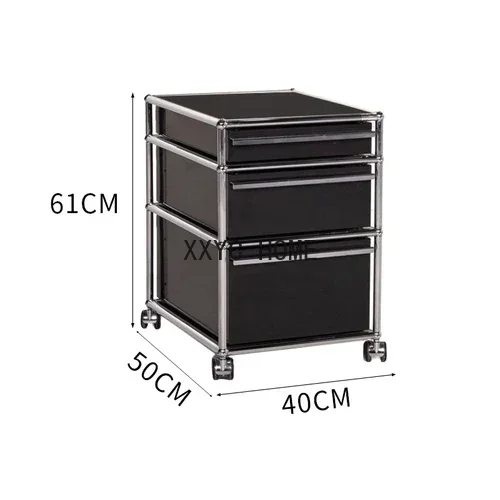 Customized Nordic Simple Desk File Cabinet Stainless Steel Multi-Layer Space-Saving Computer Cabinet Movable Drawer Locker