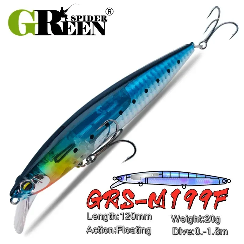 Crankbait flotante GREENSPIDER con hoja flash – Señuelo duro pececillo
