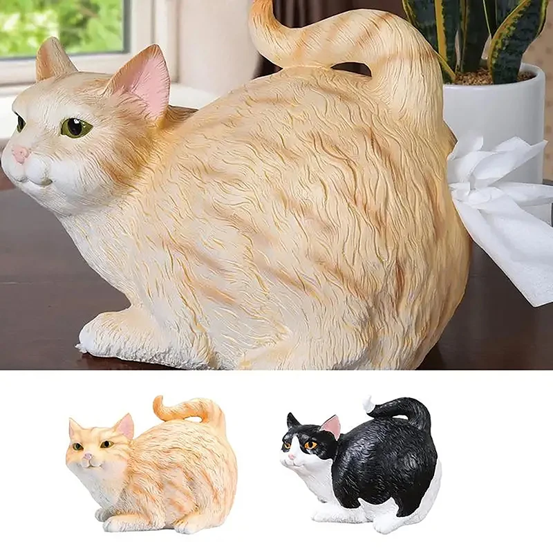 

Cat Tissue Box Cartoon Creative Cat Butt Tissue Box Funny Cat Resin Statue Napkin Holder Cat Butt Hole Hand Paper Box Home Decor