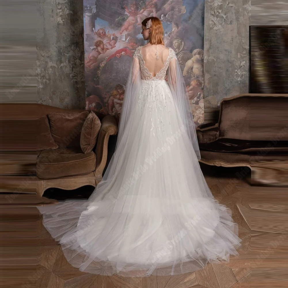 Illusion Tulle abiti da sposa da donna colletto a cuore orlo soffice abiti da sposa eleganti Appliques di pizzo eleganti Vestidos De Novias