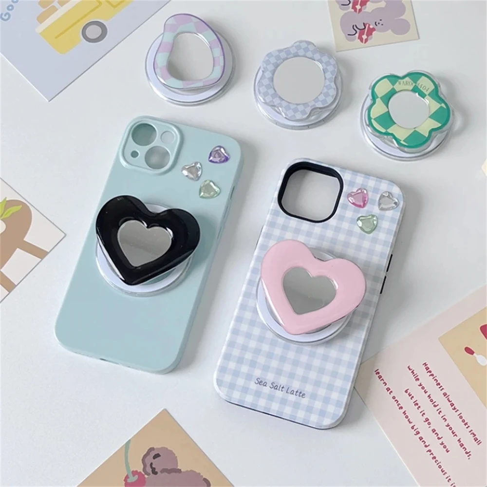 Cute 3D Love Heart Flower For Magsafe Wireless Charge Phone Griptok Grip Tok For iPhone15 Magnetic Case Folding Finger Stand