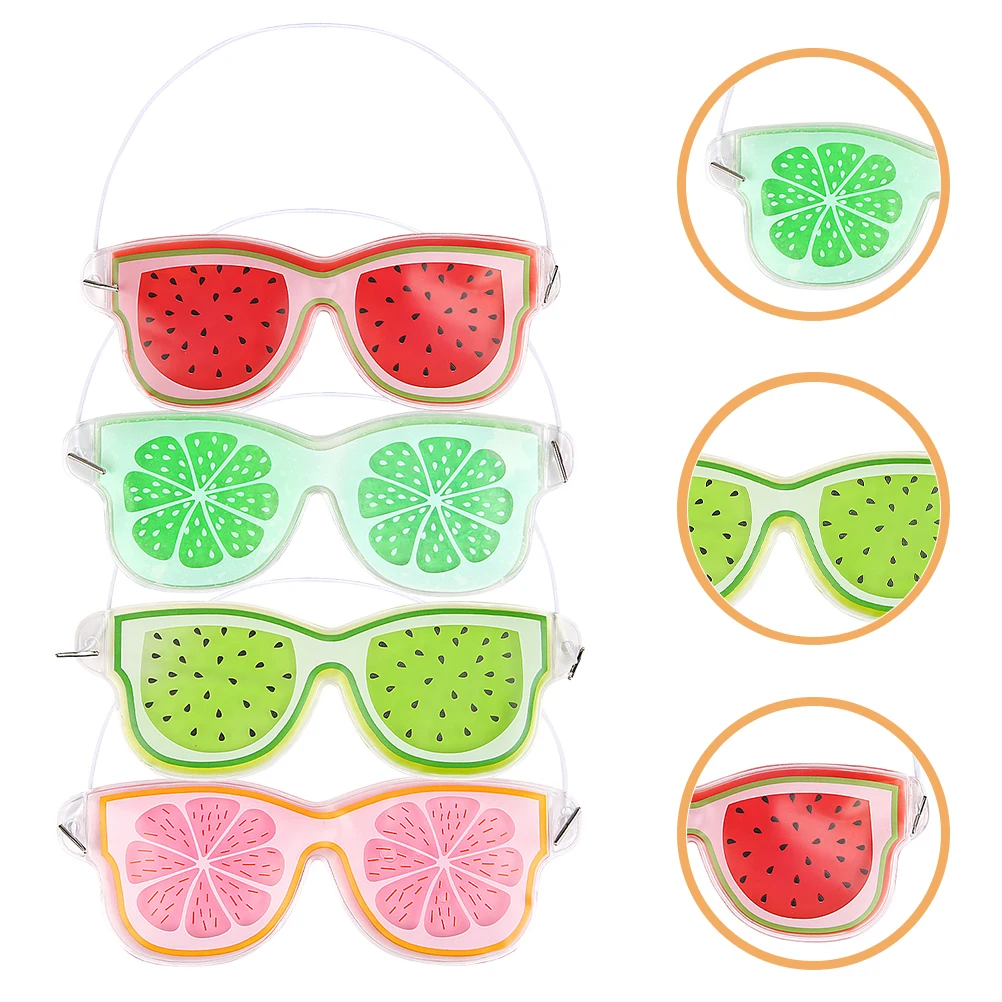 

4 шт., охлаждающая гелевая маска для глаз с фруктовым льдом для сна, холодный компресс, многоразовая эргономичная гелевая маска для глаз из ПВХ для облегчения глаз