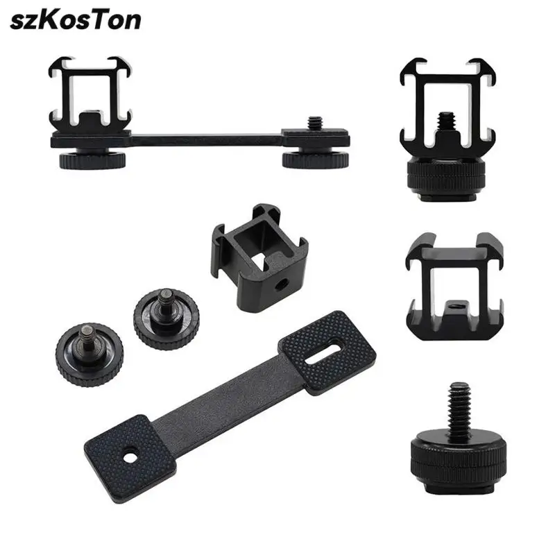 

3 In 1 Cold Shoe Mount Adapter Extension Bar Bracket Stand for Camera Mobile Phone Vlog Video Light Triple Hot Shoe Plate Mount