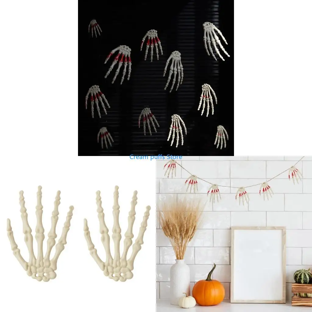 50LE Halloween Skeleton Hands Realistic Plastic Skeleton Hands Witch Skeleton Hands