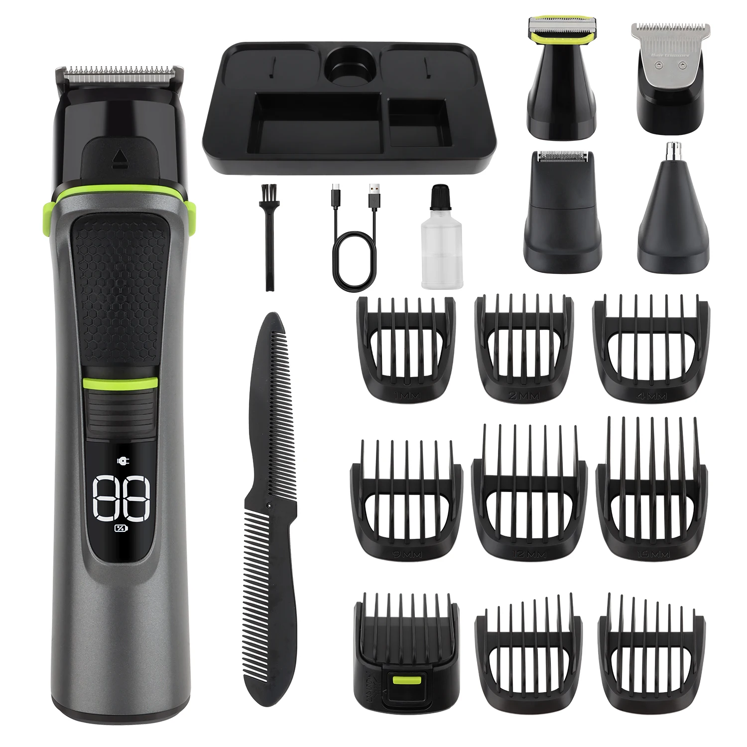 

Men's 8-in-1 Electric Grooming Kit, LED Display Cordless Hair Clipper Beard Trimmer Nose Hair Shaver Set