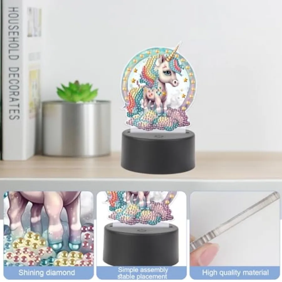 Diamond Painting Night Light Diamond Art Table Lamps Gem Art LED Lights Gem Painting Desk Lamp Mosaic Kits for Adults DIY Kits view 5