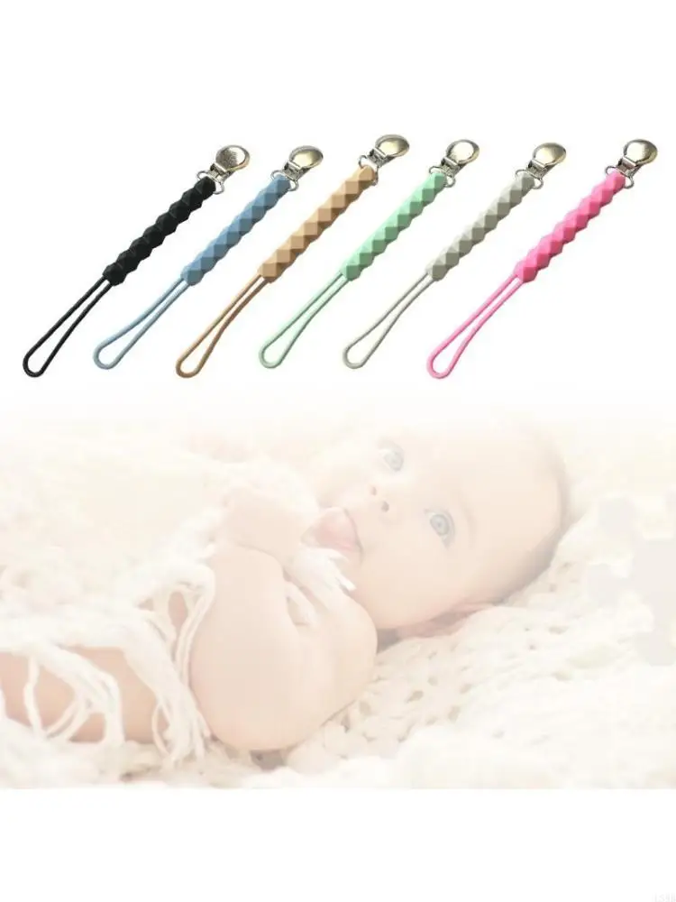 

Baby Teether Soother Metal Clip Silicone Beads Pacifier Chain DIY Nipple Holder L8RB