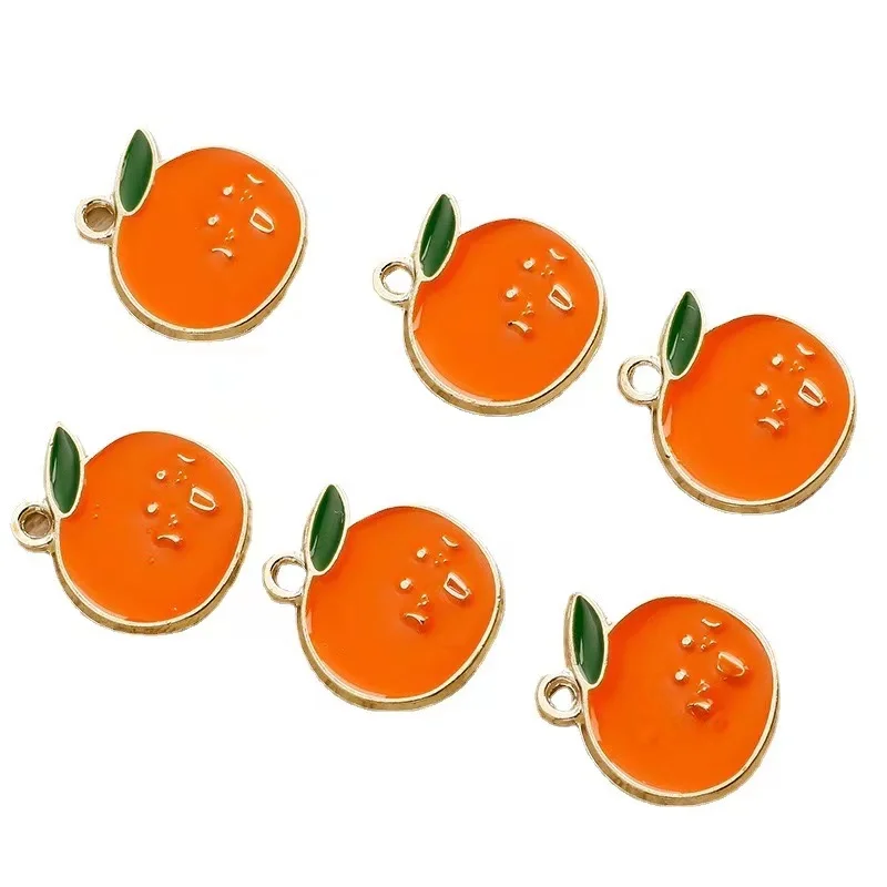 10 pz smalto arancione Charms per orecchini pendenti collane frutta mandarino Charms fatti a mano gioielli fai da te che fanno accessori