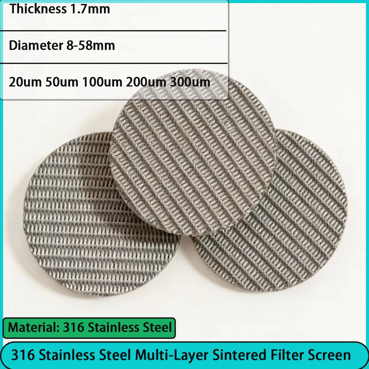 1.7mm thick 316 stainless steel multi-layer sintered filter screen used in petroleum, chemical, food, etc