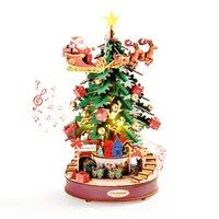 Robotime Rolife Christmas Melody Tree Music Boxes 3D Wooden Puzzle with Light Perfect Gifts for Family  Easy Assemble Toys