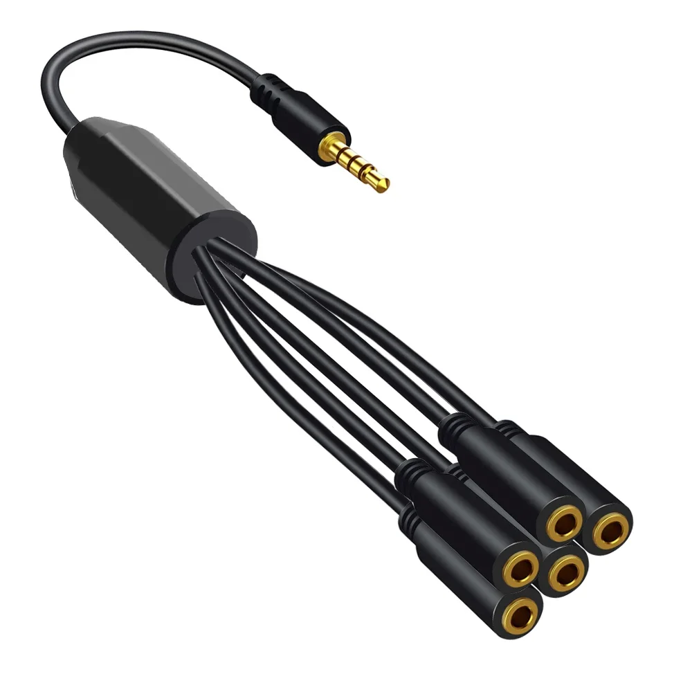 3.5mm TRRS Jack 1/8 męski do żeński 1 do 5/6 portów AUX przewód Stereo mikrofon słuchawkowy przewód rozszerzenie Audio do rozdzielacza zestaw