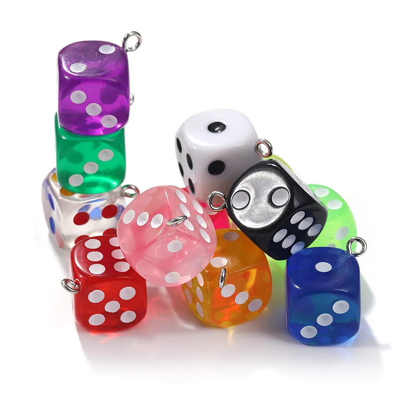 12Pcs 14X17MM 12 Color Transparent Dice Earring Pendants Miniature Figurines Resin Cabochon Charms Making Accessories - Image 2