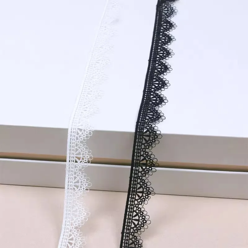 (1 yards/roll) Black and white lace fabric 2024 high quality garment accessories DIY wedding dresses brim skirt trim