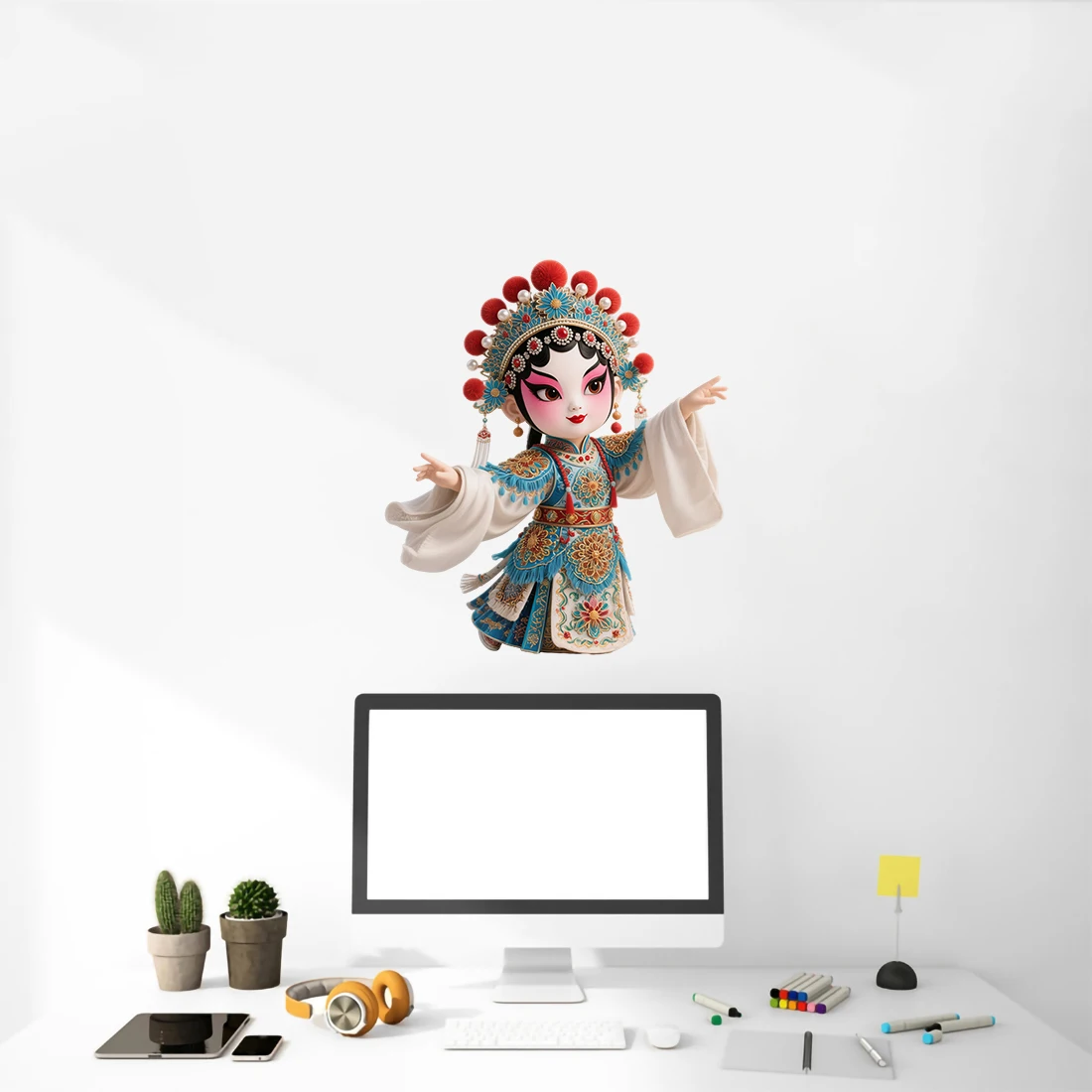 Three Ratels CAB82 Artistic Chinese Peking Opera Cartoon Wall Stickers for Home Decoration Outdoor waterproof