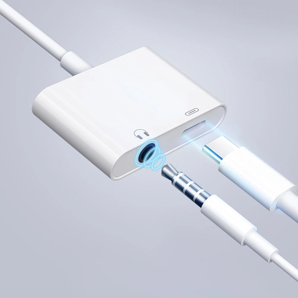 

Type C Headphone Adapter Charging White Color Portable Data Cable Audio Cable Durable Earphone Adapter High Resolution Sound