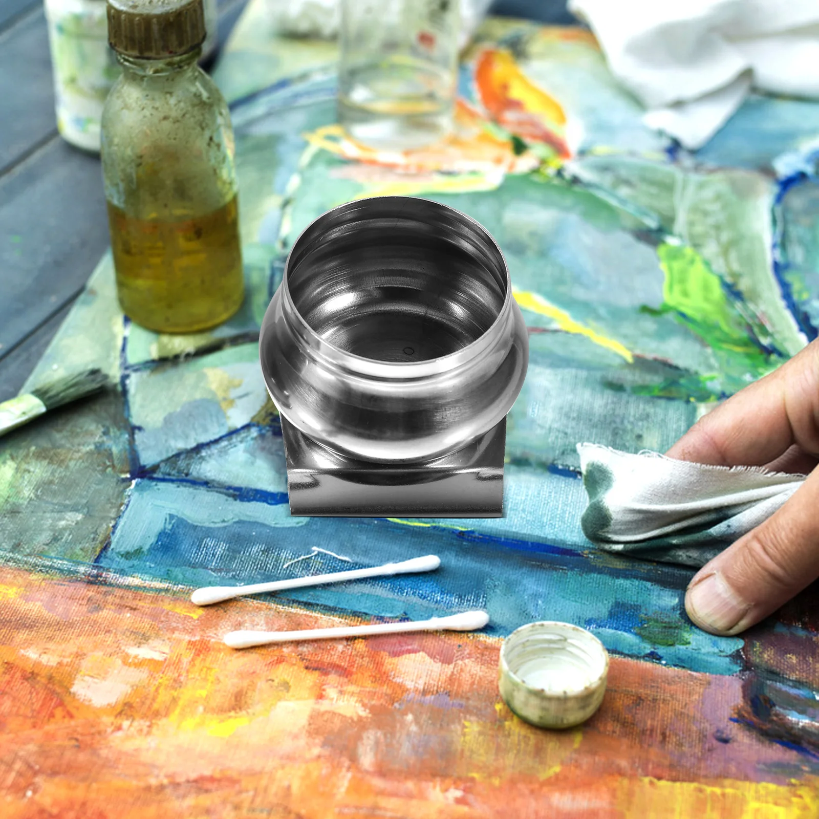 

2 Pcs Color Kettle Grease Container for Kitchen Mixing Cups Oil Paint Painting Palette Pot Containers