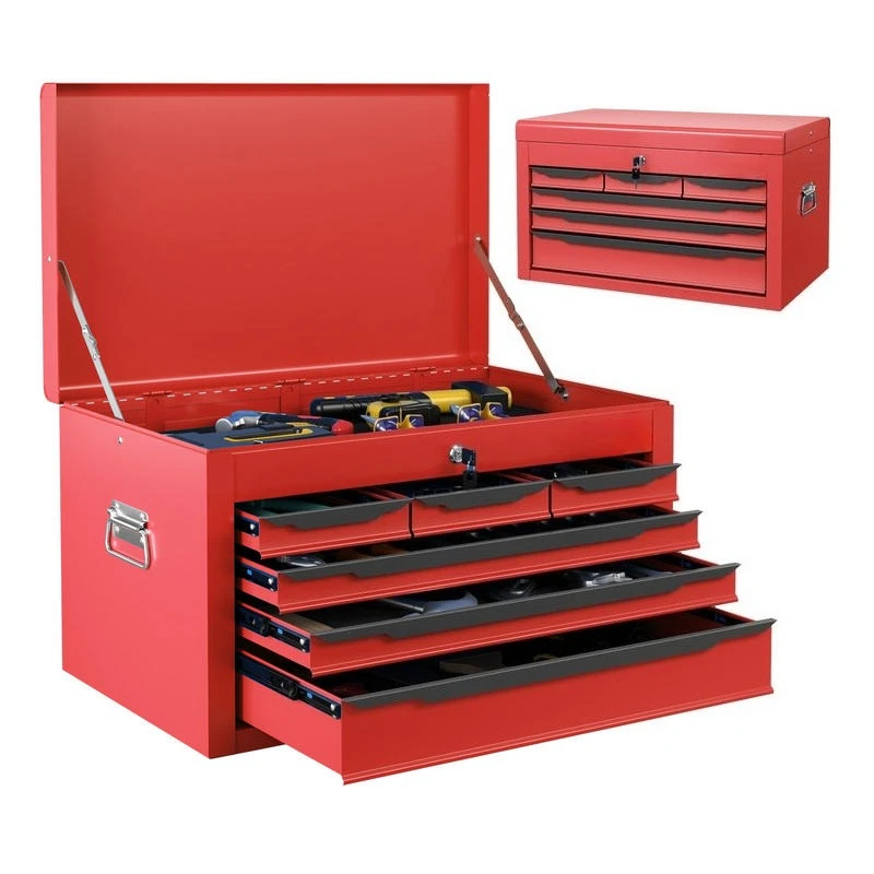 

24 Inch Tool Chest Case with 6 Drawers and Top Storage for Garage Repair Shop & Warehouse-Red