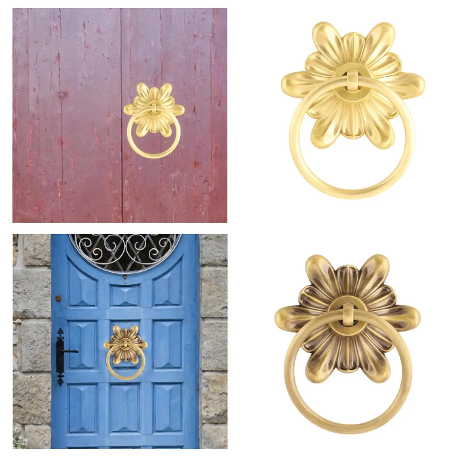 Retro Brass Door Knocker Decorative Door Pull Handle Classic Style Drawer Dresser Cabinet for Home