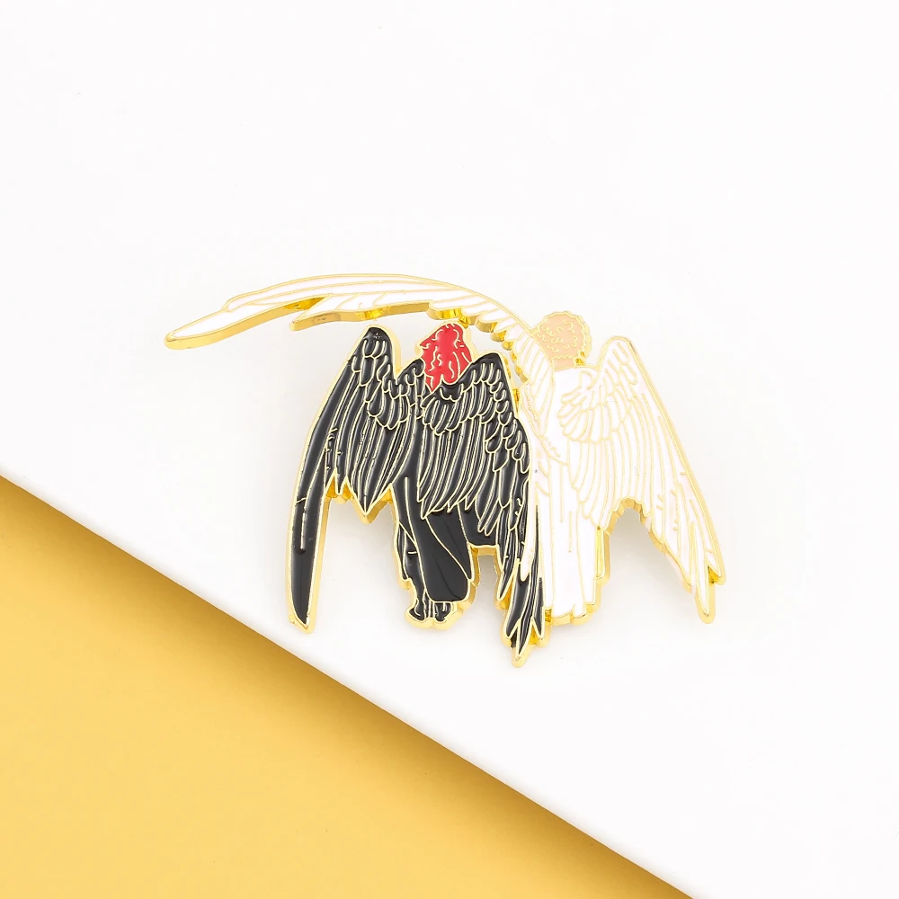 Good Omens Ineffable Husbands Angel & Demon Hard  Metal  Pin Angel Demon Badge Aziraphale And Crowley Jewelry