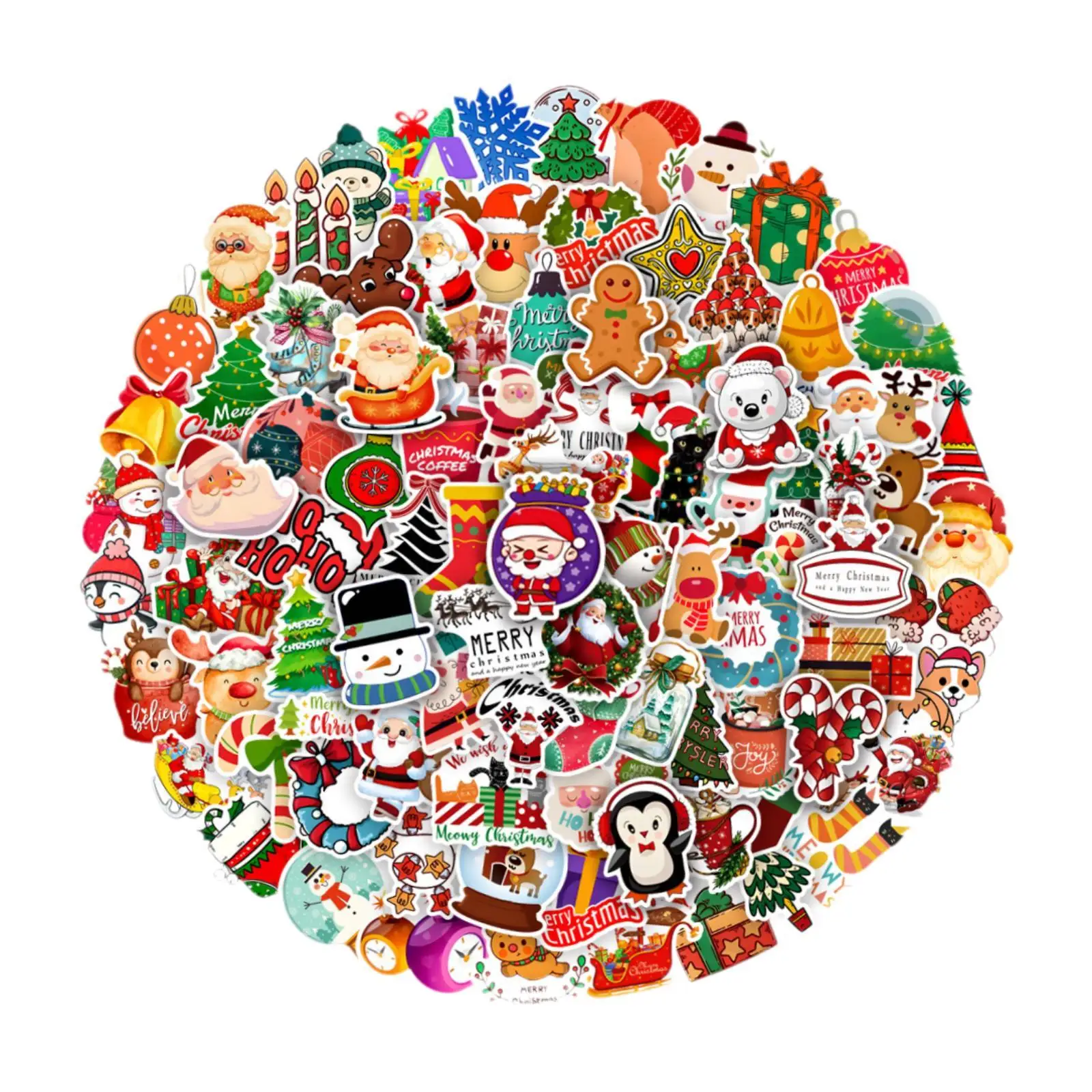 100 Pieces Christmas Holiday Stickers for Greeting Card Envelopes Snowboard