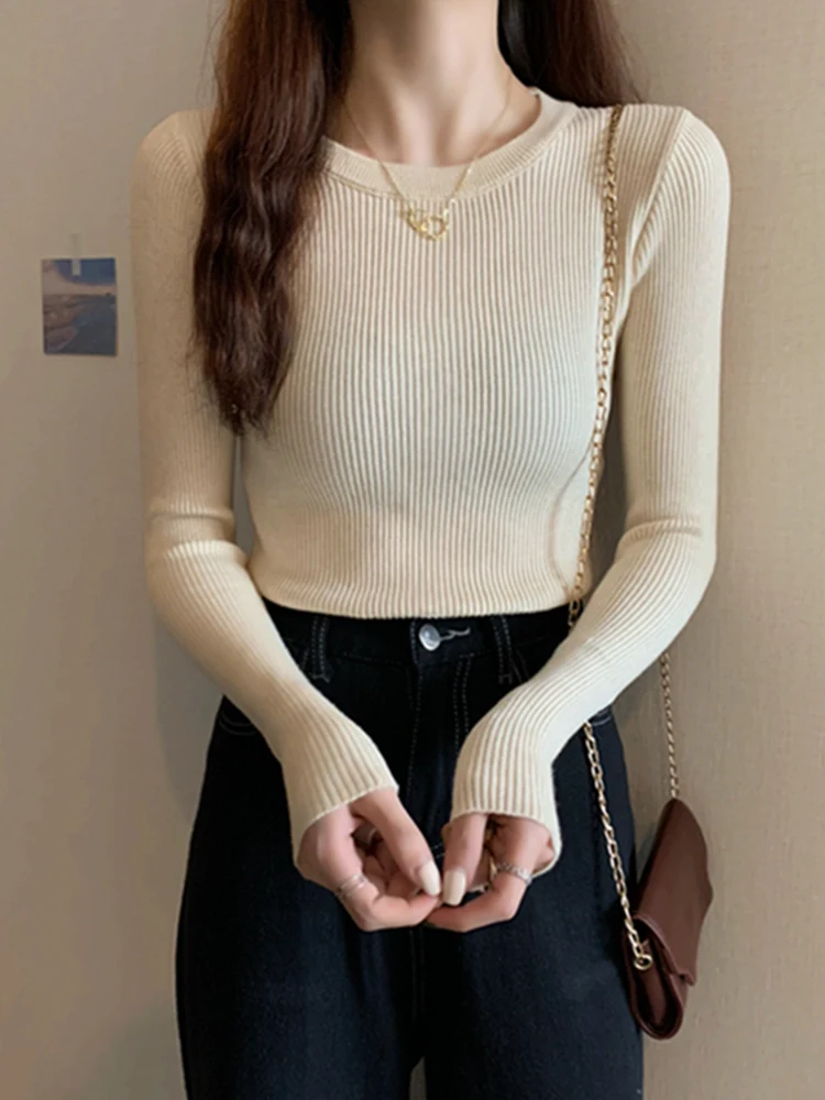 Slim Fit rotondo Ne Long Sve Maglione lavorato a maglia Strato base irt per donna Bla Primavera Autunno Nuovo Sle Pendolarismo Sle Calore...