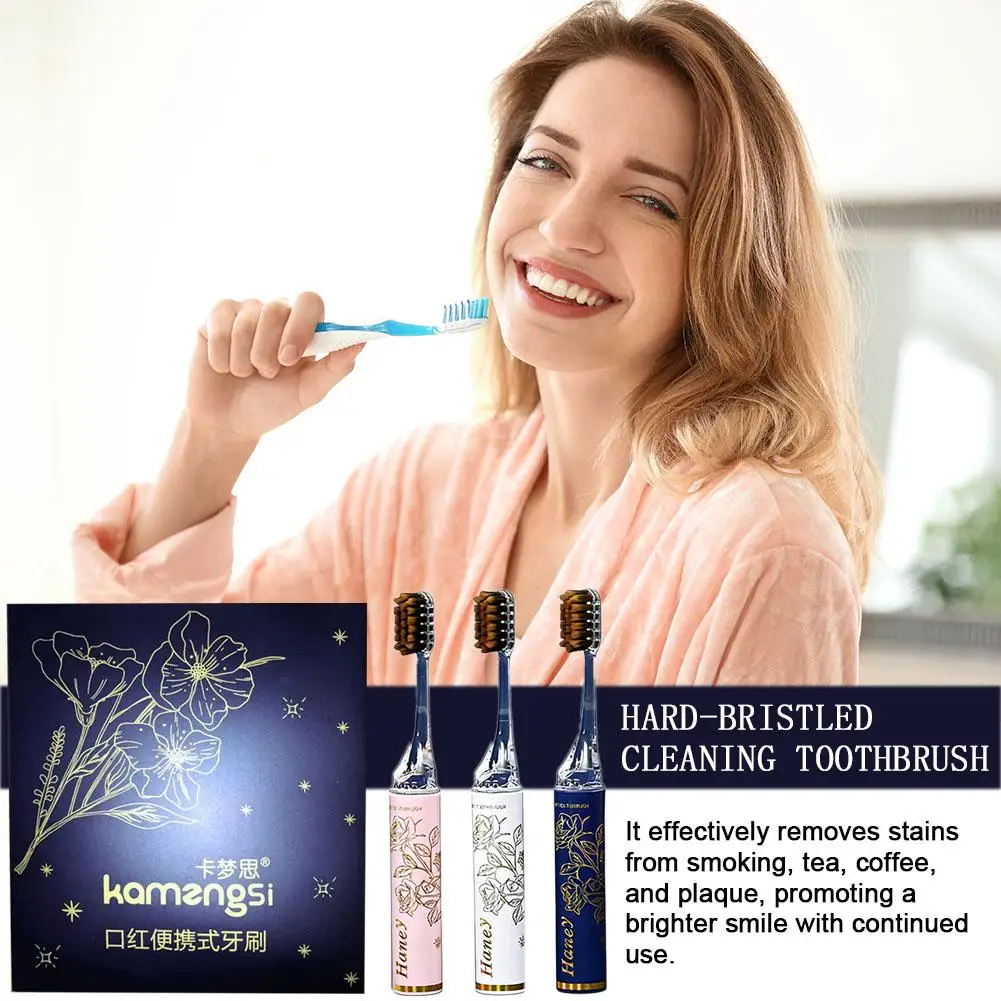 Luxury Lipstick Style Soft Hair Folding Toothbrush Portable Travel Toothbrush Gift Box Multiple Specifications 1pc/3pcs