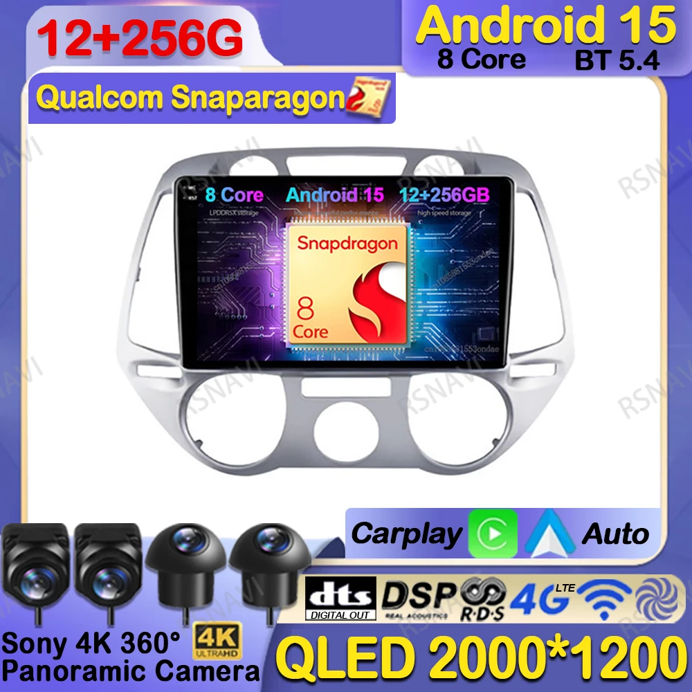 

Car Radio Android 15 For Hyundai I20 2008 - 2012 Multimedia 5G WIFI QLED Navigation Stereo GPS Viedo Player Qualcomm Autoradio