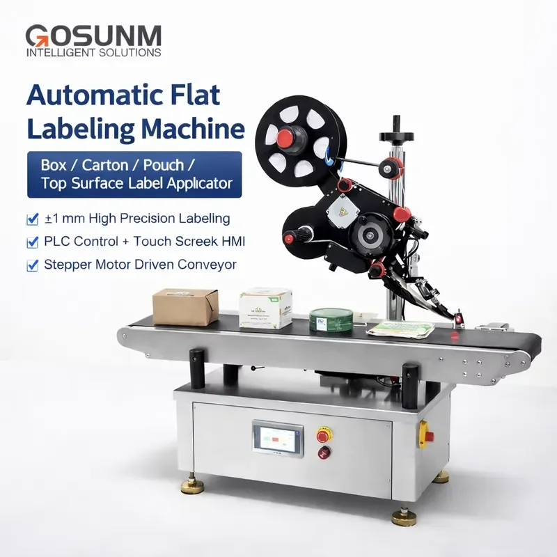 Gosunm High Precision Flat Surface Labeling Machine for Box Carton Bag   Label Appli or ±1mm Accuracy