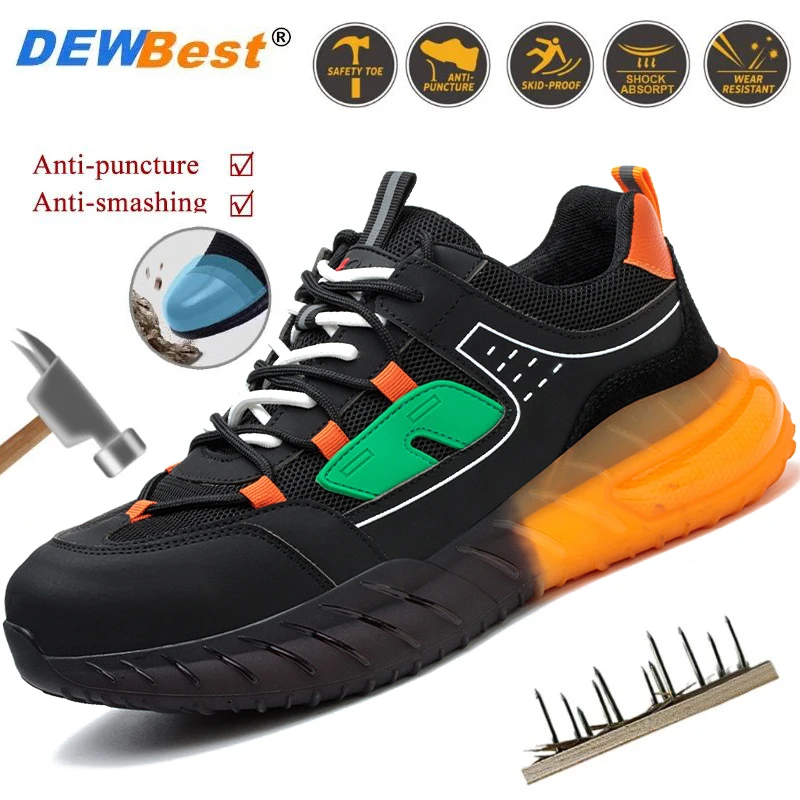 

2024 new safety shoes men's anti-smash anti-puncture steel shoes breathable anti-odor wear site work safety protection shoes