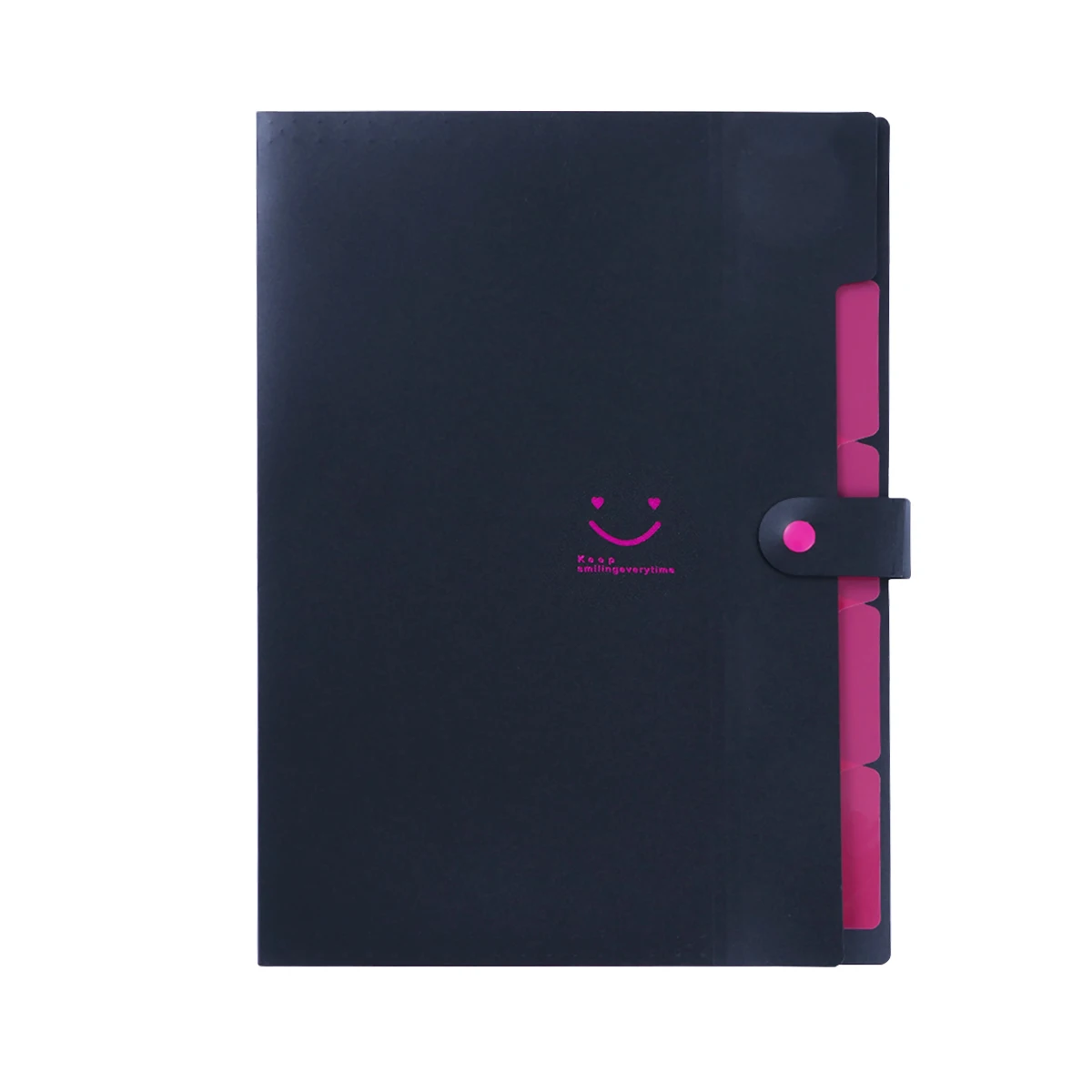 

Plastic File Folder 5 Pockets Black Face Snap Closure Document ganizer for Home Office School Use