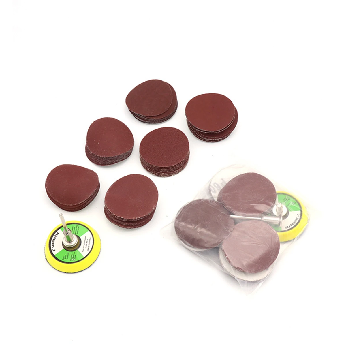 61/101 stücke Disc Selbst-adhesive Beflockung Schleifpapier Set 1 zoll 2 zoll 100-3000 Grit Haken & Loop Schleifen Disc Mit 3MM Schaft Klebrige Disc