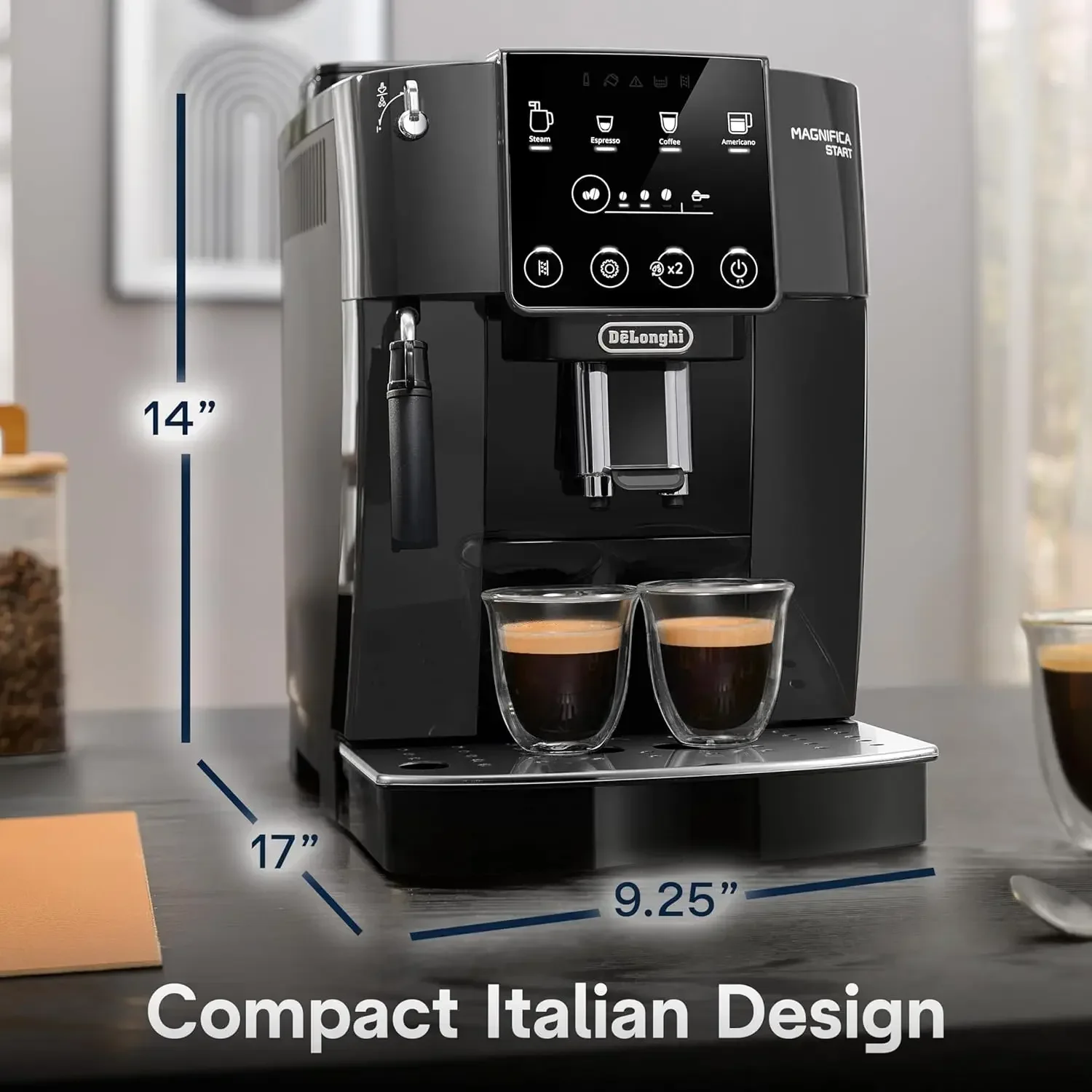 Frother & Built in Grinder - 3 One-Touch Recipes, Easy-to-Clean, Home Barista Coffee Maker for Lattes, Cappuccino, Iced Coffee