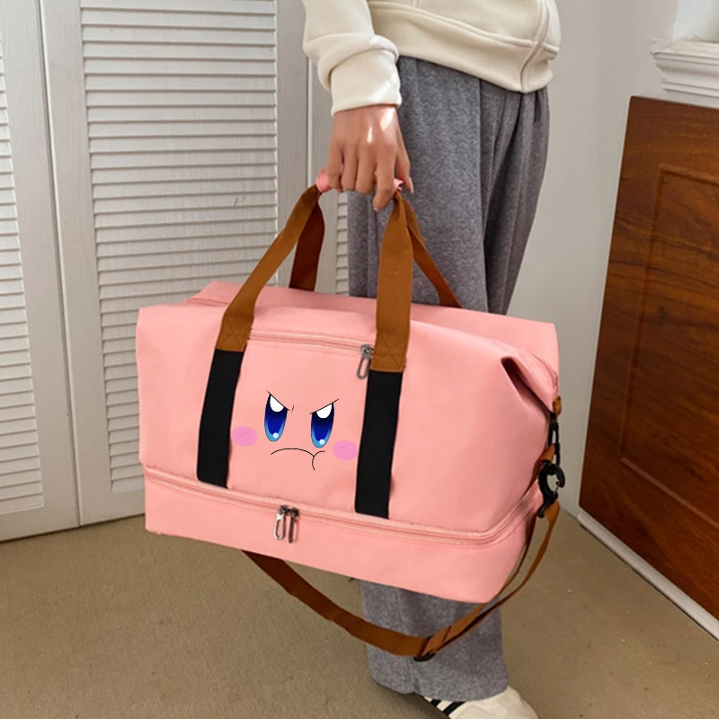 

Kirbys Woman Travel Bag Cute Cartoon Waterproof Gym Sport Bag for Female Kawaii Fitness Handbag Storage Bag Fashion Shoulderbag