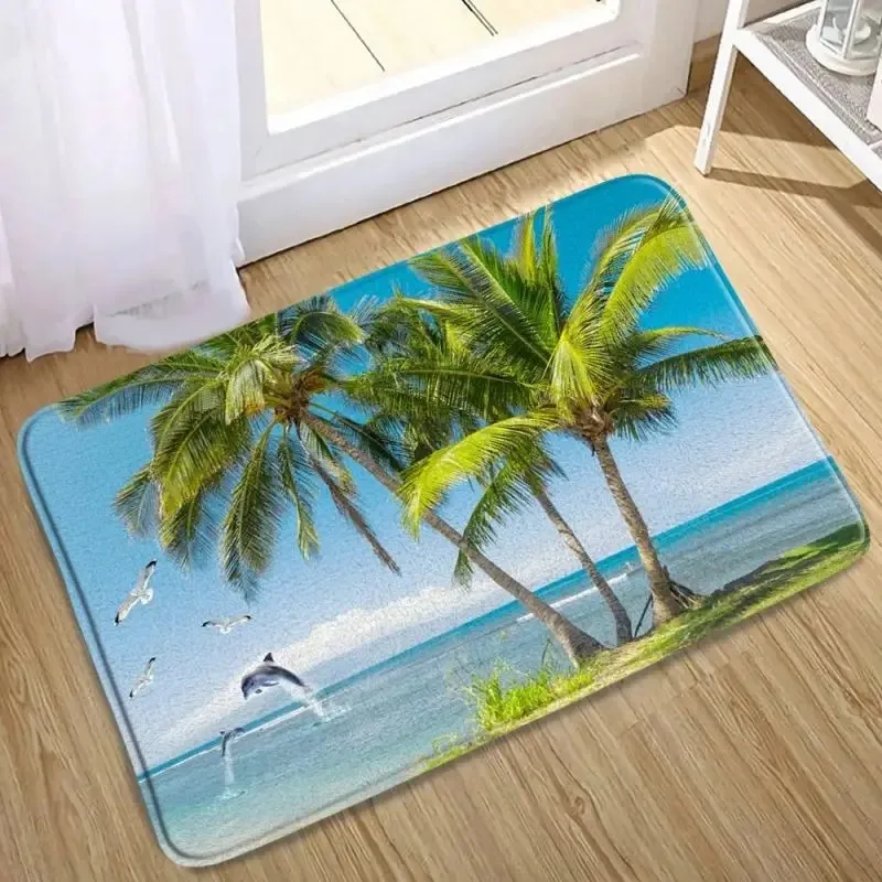 Ocean Scenery Print Kitchen Bathroom Absorbent Floor Mat Home Decor Bedroom Living Room Entrance Entrance Carpet